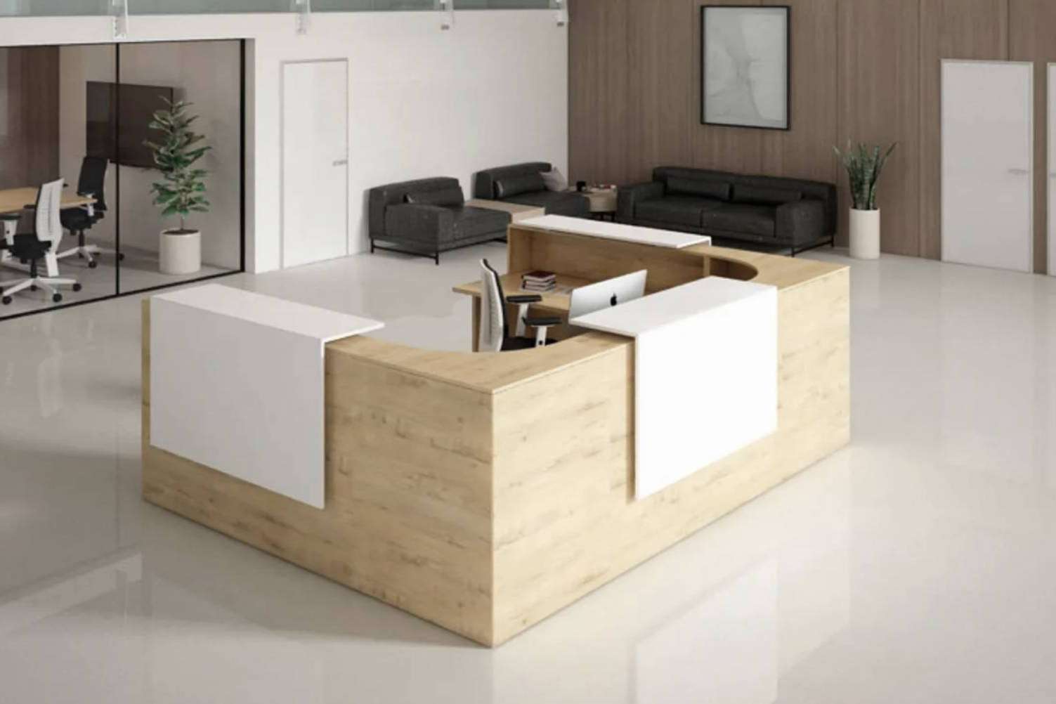 OfficeDeco ofrece mobiliario moderno para áreas de recepción en oficinas